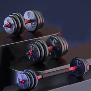5-44lbs Adjustable Dumbbell to Barbell Set, Anti-Slip Grip, Versatile Home Gym Fitness Strength Training Barbell Weight Plates