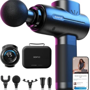 Percussion Massage Gun, 5 Speeds for Muscle Recovery, App-Controlled Guided Courses, Travel Case
