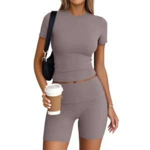 Trendy Queen 2 Pcs Summer Cute Workout Sets Gym Short Set Pilates Yoga Outfits Going Out Spring Athletic Comfy Active Wear
