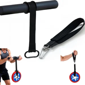 Wrist Roller Forearm Strengthener with Strap, Carbon Steel Grip Trainer, 300 LB Nylon for Arm Training